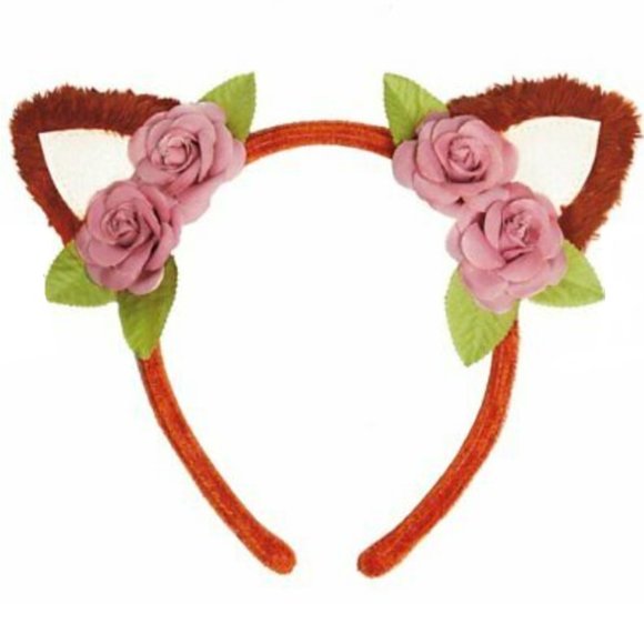 Girls Fuzzy FOX Halloween Costume Dress Tail Ears Headpiece Size Med 8/10 NWT - Picture 3 of 3